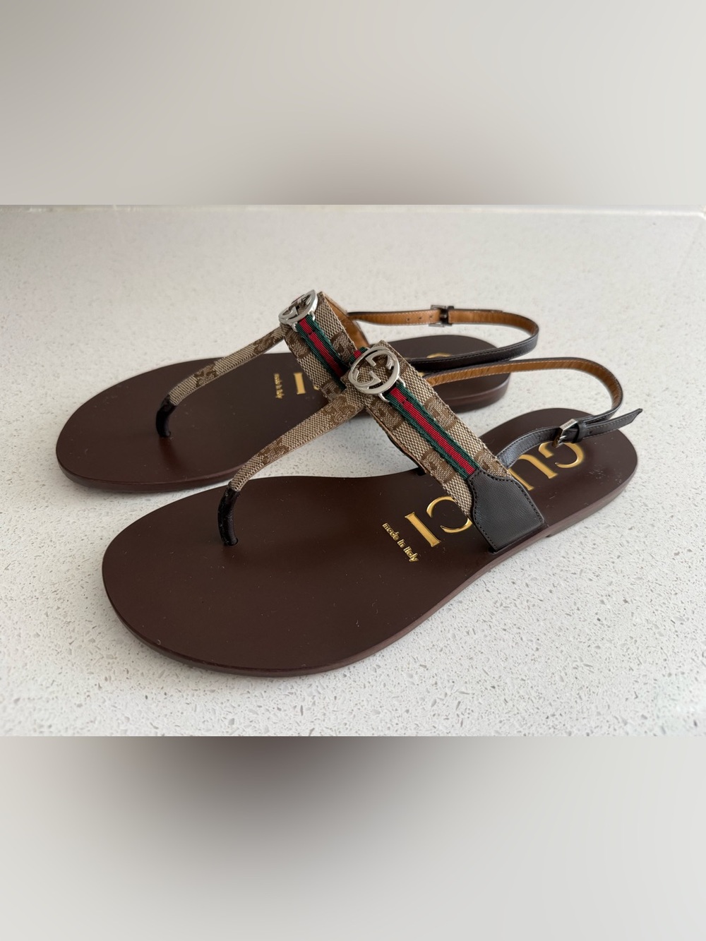 Gucci Interlocking G Sandals Web Slingback Size EU 38 US 8 - Picture 2 of 6